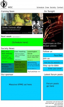 A rough mockup of how the new website's homepage could look.
